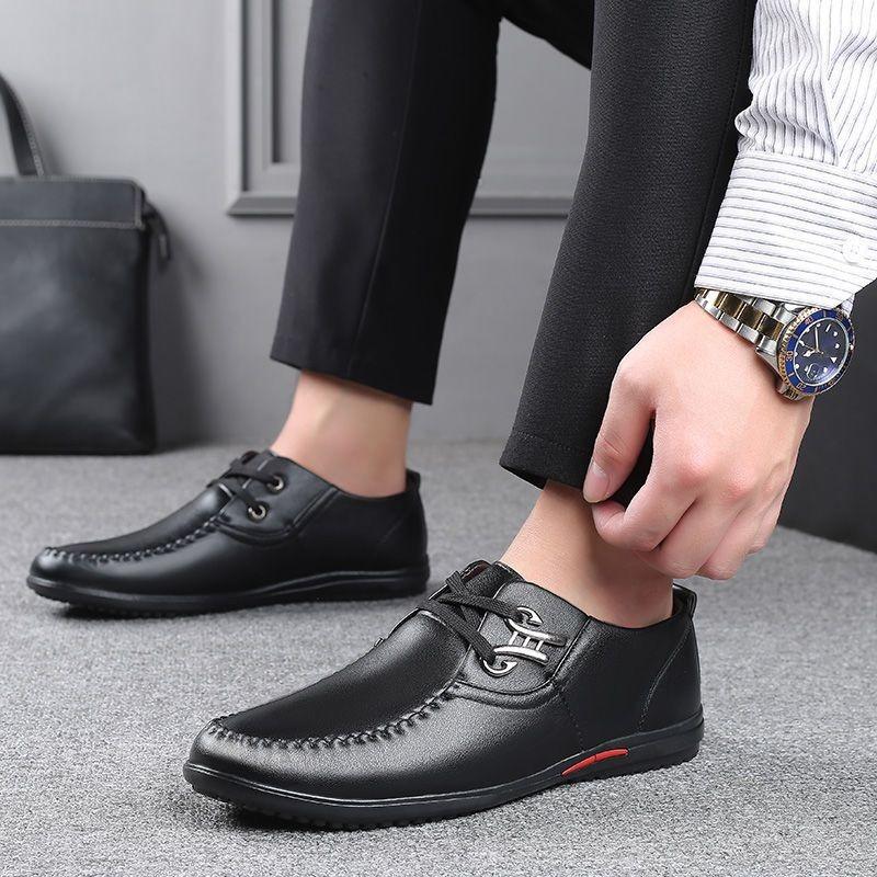 0% Genuine Leather Spring and Autumn Soft Leather Soft Sole Comfortable Wear-resistant Casual Leather Shoes Men's Leather Shoes Deodorant Shoes