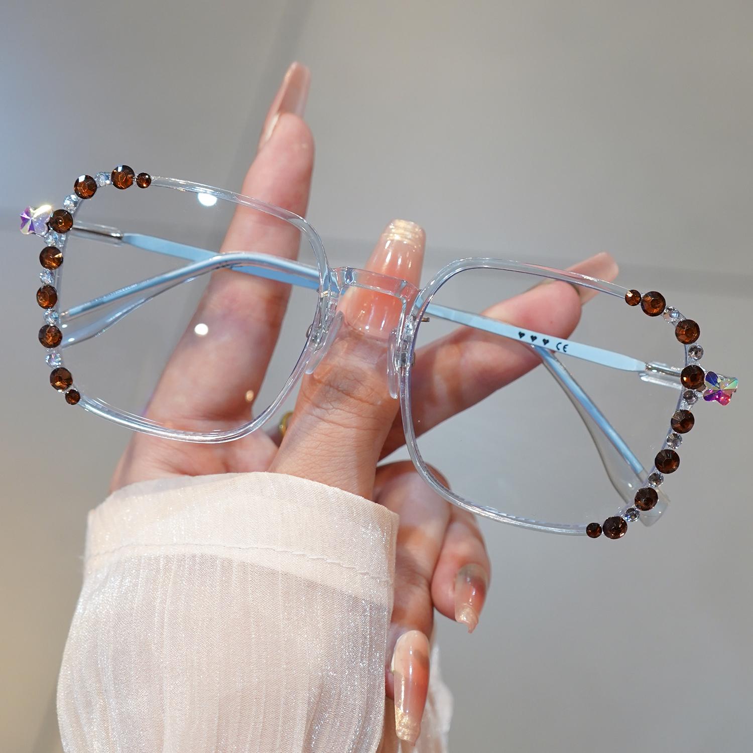 Fashionable Photochromic Reading Glasses Frame with Sparkling Design Women Men Reading Glasses 2