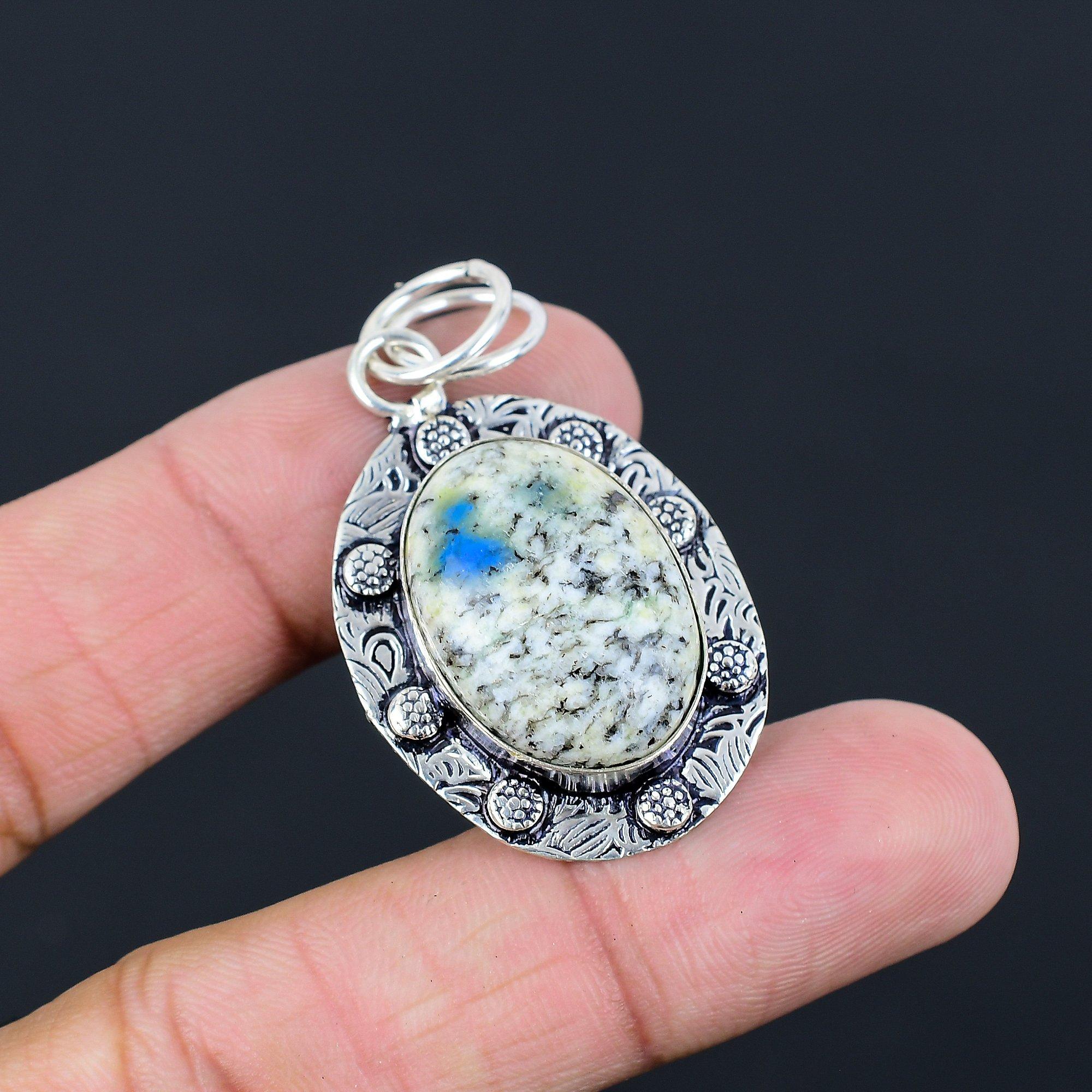 Womens day Deal Sterling Silver Oval Natural K2 Jasper Birthday Daughter Pendant