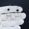 Natürlicher Schwarzer Onyx Edelstein Hakenohrringe 925 Sterlingsilber Ohrring, Handgefertigter Boho Silberschmuck Hängeohrringe, Geburtstagsgeschenk