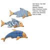 3Pcs/Set Geometric Wooden Dolphin Wall Decoration, Striped Wavy Plaid Fish Wall Art, Nautical Wall Hanging Ornament for Beach House, Bathroom