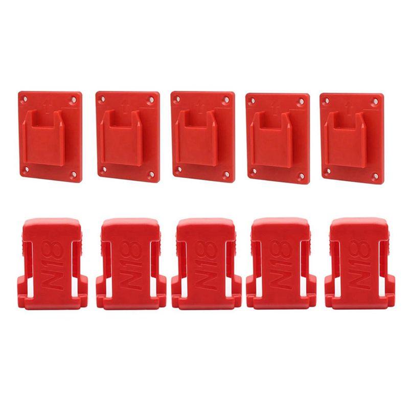 

ABUL-For M18 18V Battery Tool Holders Battery Holders Wall Mount Red Drill Tool M8 Holder With Screws червоний
