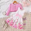 Abbigliamento Bambini Nuovi Prodotti per Bambine Primavera ed Estate Vestito Floreale + Giacca Cardigan TZ1033-D
