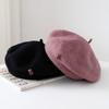 Winter Hats Woman Wool Beret Cartoon Bear Retro Painter Cap Women Octagonal Beanie