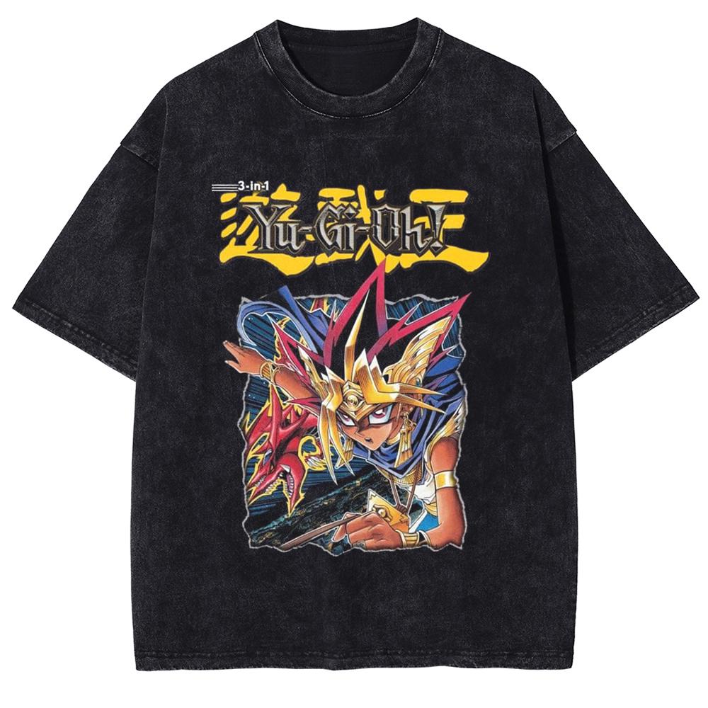 Yu Gi Oh Anime Print Tshirt Yugi Muto Manga Graphic T Shirt Men Women Clothing Summer Short Sleeve Tees Washed Cotton Tshirt S
