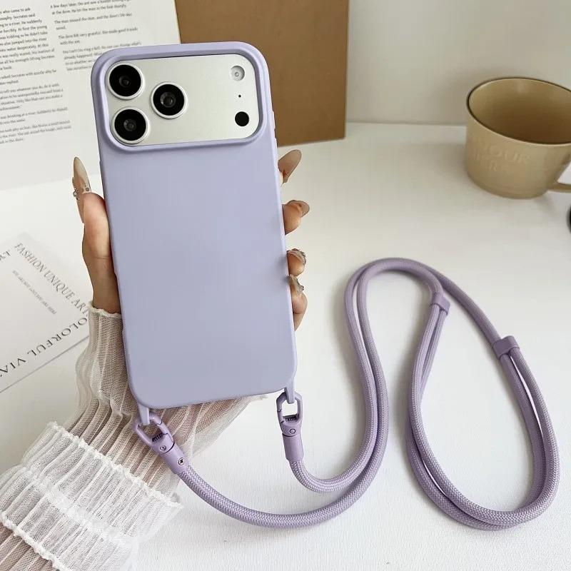 Custodia per Telefono con Laccetto in Silicone Per Per Iphone 17 16 1 14 13 Pro Max 17Pro 16Pro Air Antiurto Cinghia a Tracolla Cordoncino Copertura