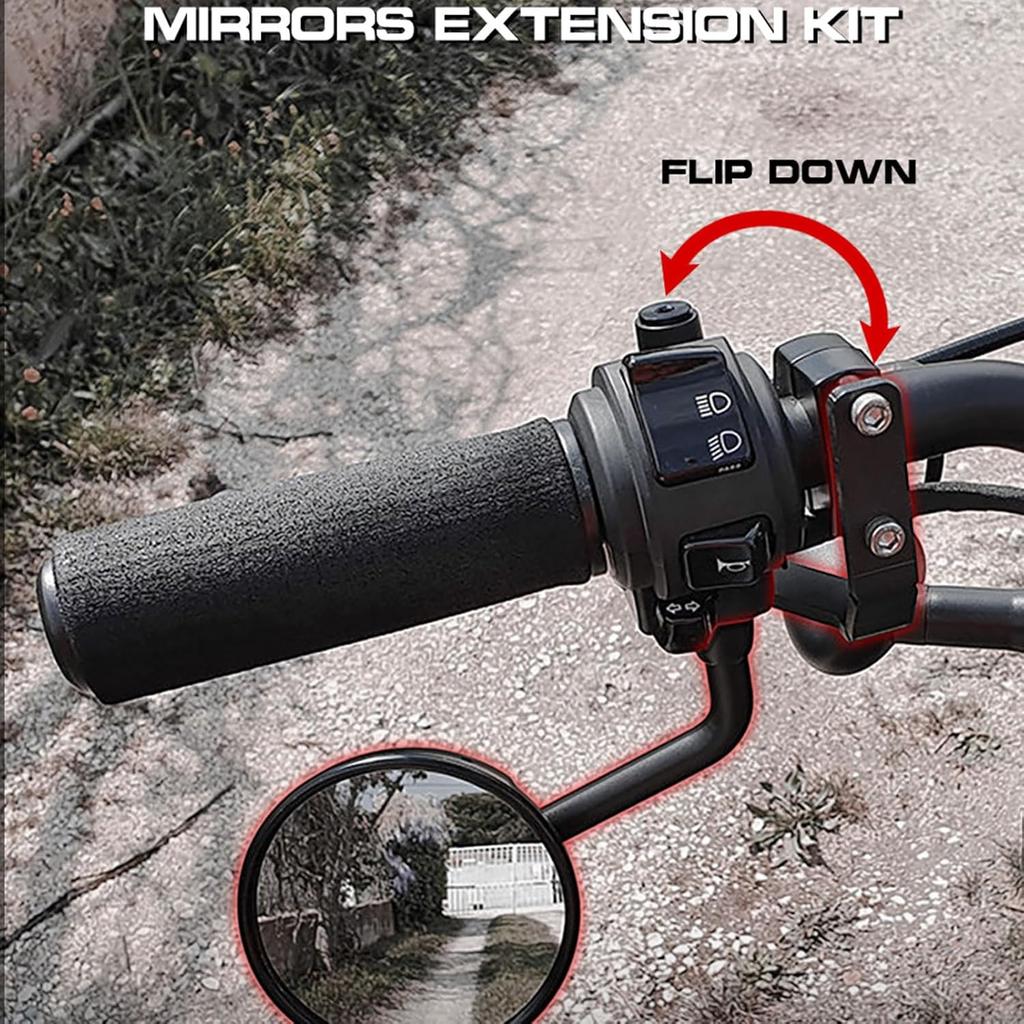 WOOGA Rückspiegel Überkopfhalterung, Motorrad Lenker Rückspiegel Seitenspiegel Umgedrehte Halterung, Unten Adapterhalterung Erweiterungsständer passend für