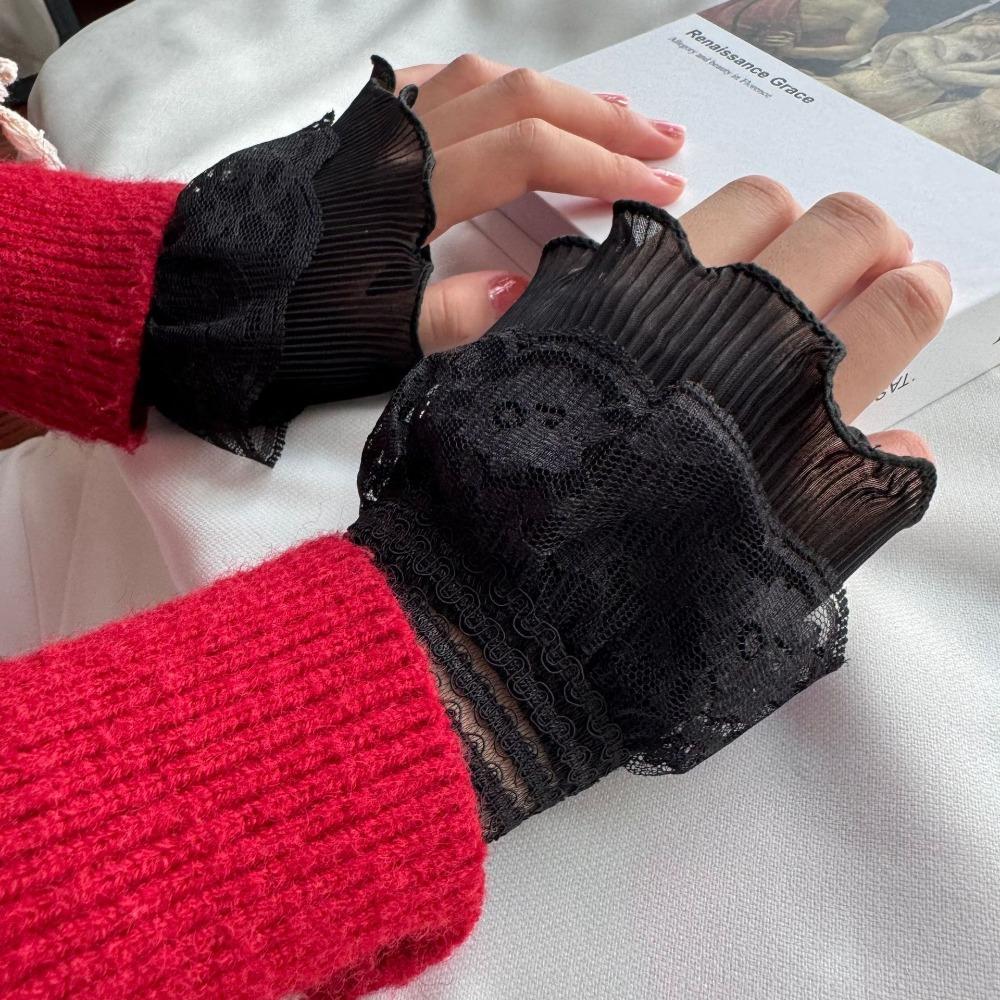 

Знімні накладні манжети Багатошарові рюші Манжети на зап ястя Нові мереживні манжети чорний