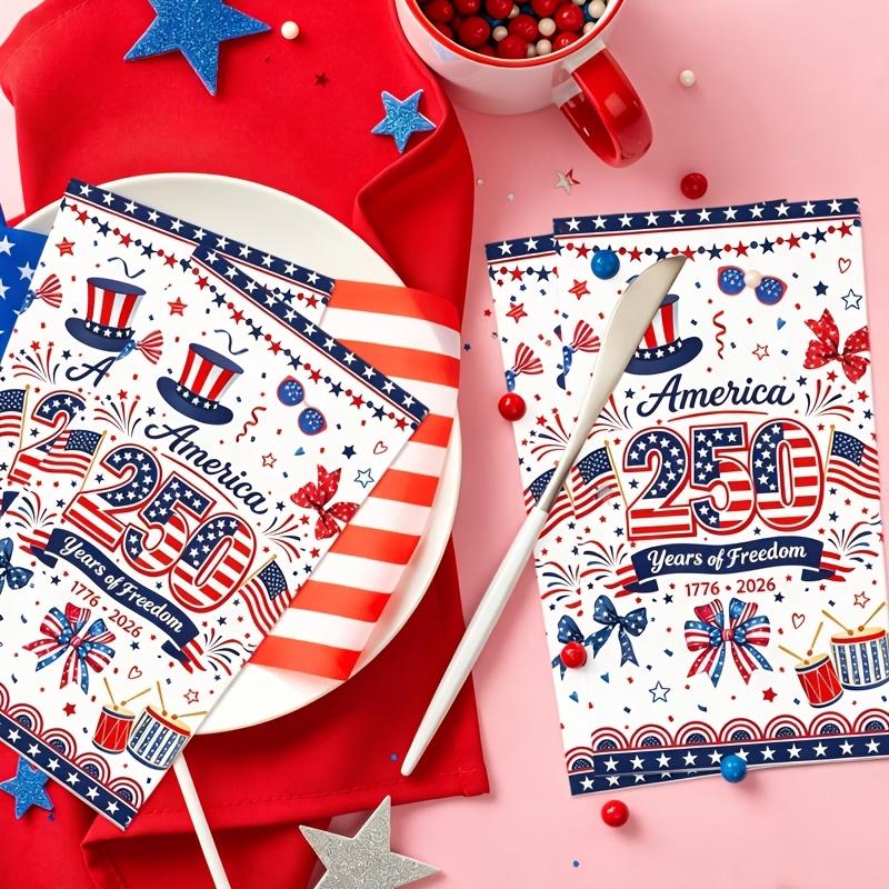 20/40Pcs 250th American Independence Napkins, Dinner Paper Dining Table Decor for Birthday Party United States Party Supplies