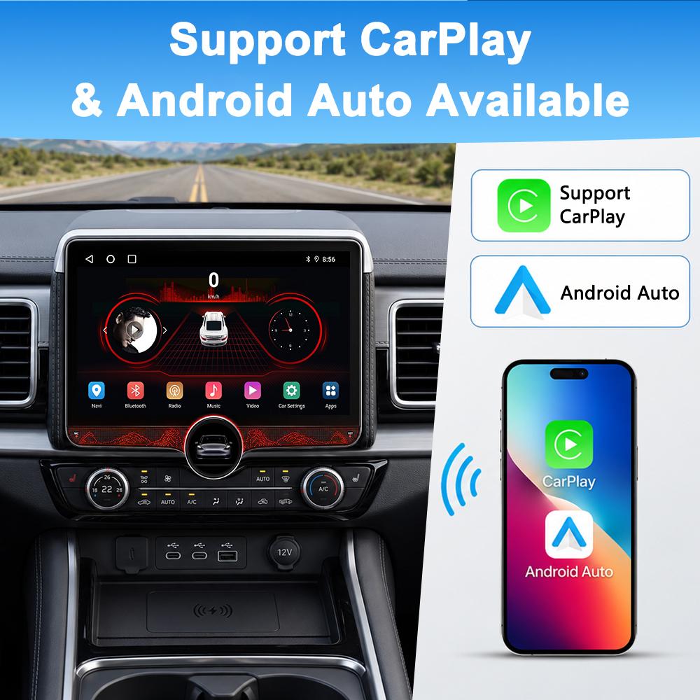 Car audio system, 10.1-inch universal model, supports CarPlay and Android Auto, Android 15, supports 5G, Wi-Fi, and Bluetooth 5.0