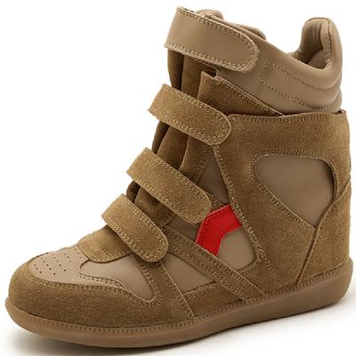Velcro Invisible Inner Height-increasing Women's Shoes High-top Shoes Autumn New Small Height-increasing and Slimming Sports and Casual Shoes