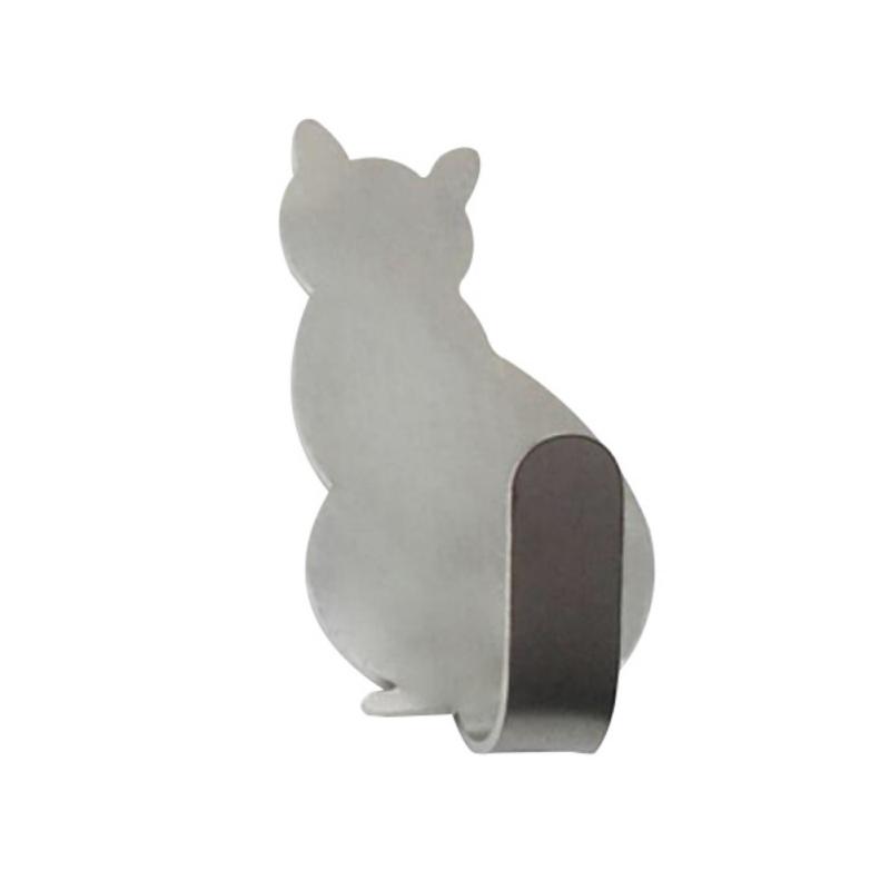2 Pcs/lot Cat-shaped Wall Mount Hooks - Decorative Stainless Steel Hanger (1000g)