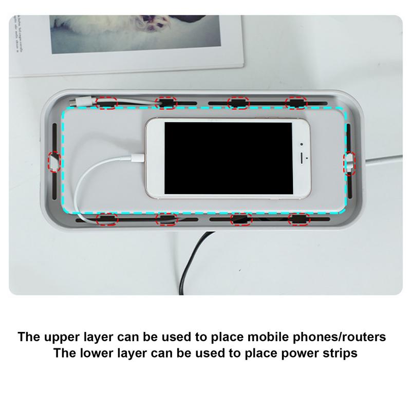 Data Cable Storage Box Cable Storage Box Organizer Dustproof Lid Data Cable Organization Box Non-Slip Bottom For Headset