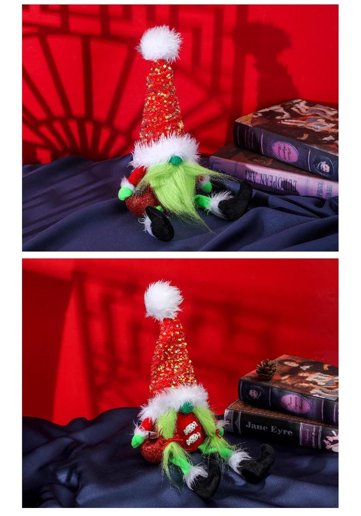 Faceless Grinch Green-Haired Monster Elf Ornament