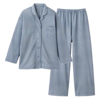 Gunze Fire Acedron Pyjama Elastische Öffnungen an den Ärmeln und Karton Marineblau Größe M Damen Langarm (mit Beinen), Gestrickt, Blau,