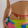 Ingemark 2 Stück/Set Boho Rote Kristall Rocailles Taillenkette für Damen Sommer Strand Bikini Muschel Bauchgurt Sexy Körper Schmuck