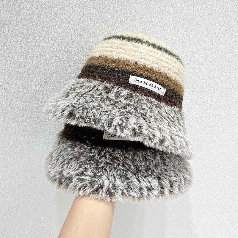 Winter Women's Plush Fisherman Hat Winter Warmth Thickened Hat Ear Protection