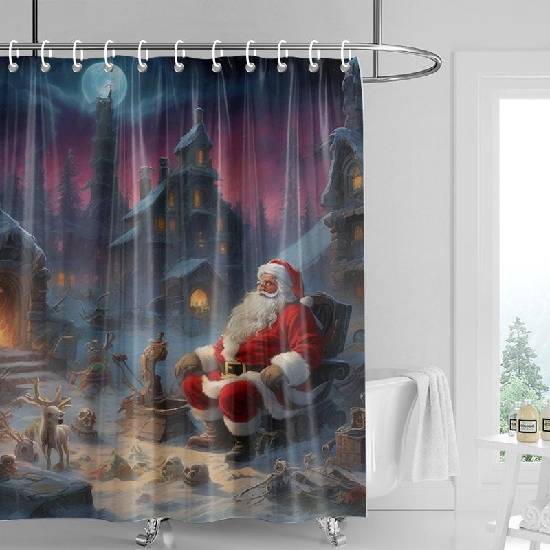 Dekoracja domu zasłony prysznicowe do łazienki wodoodporna tkanina zasłonowa Nowoczesny styl skandynawski Salon Wesołych Świąt zima