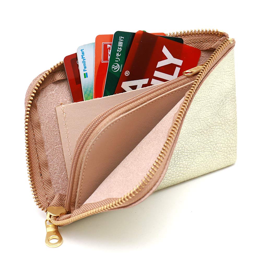 AGILITY affa "Smart Wallet" Smartphone Wallet with L-shaped Zipper, Cowhide Leather, Smartphone Fits, Gold and Silver