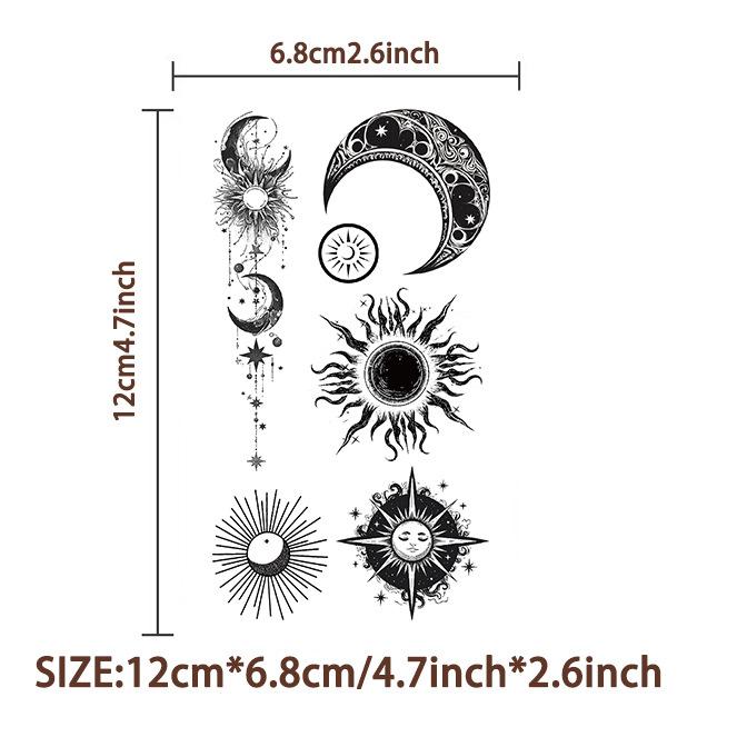 New Black and White Sun and Moon Tattoo Stickers Waterproof Party Gift Funny Face Stickers