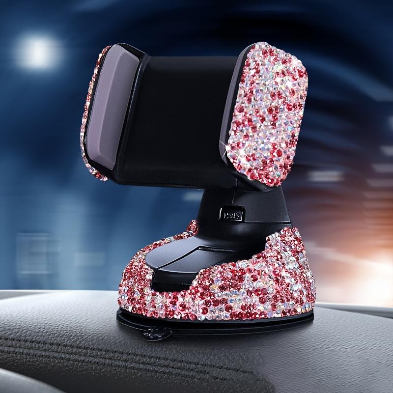 

1PC Car mounted diamond inlaid suction cup phone holder navigation bracket air outlet diamond inlaid suction cup phone holder розовый