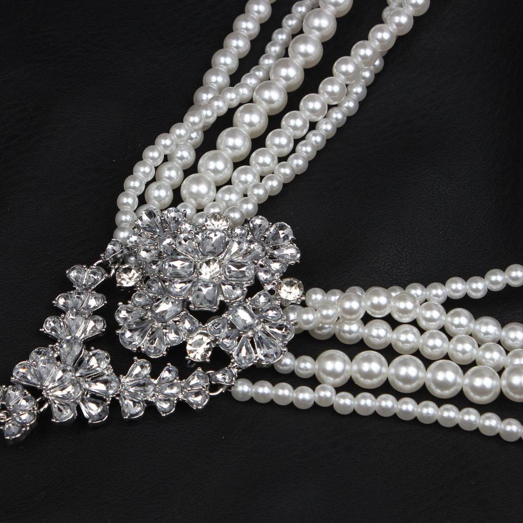 Multi-layer Pearl & Crystal Gem Water Drop Pendant Necklace - Exaggerated Fashion for Women