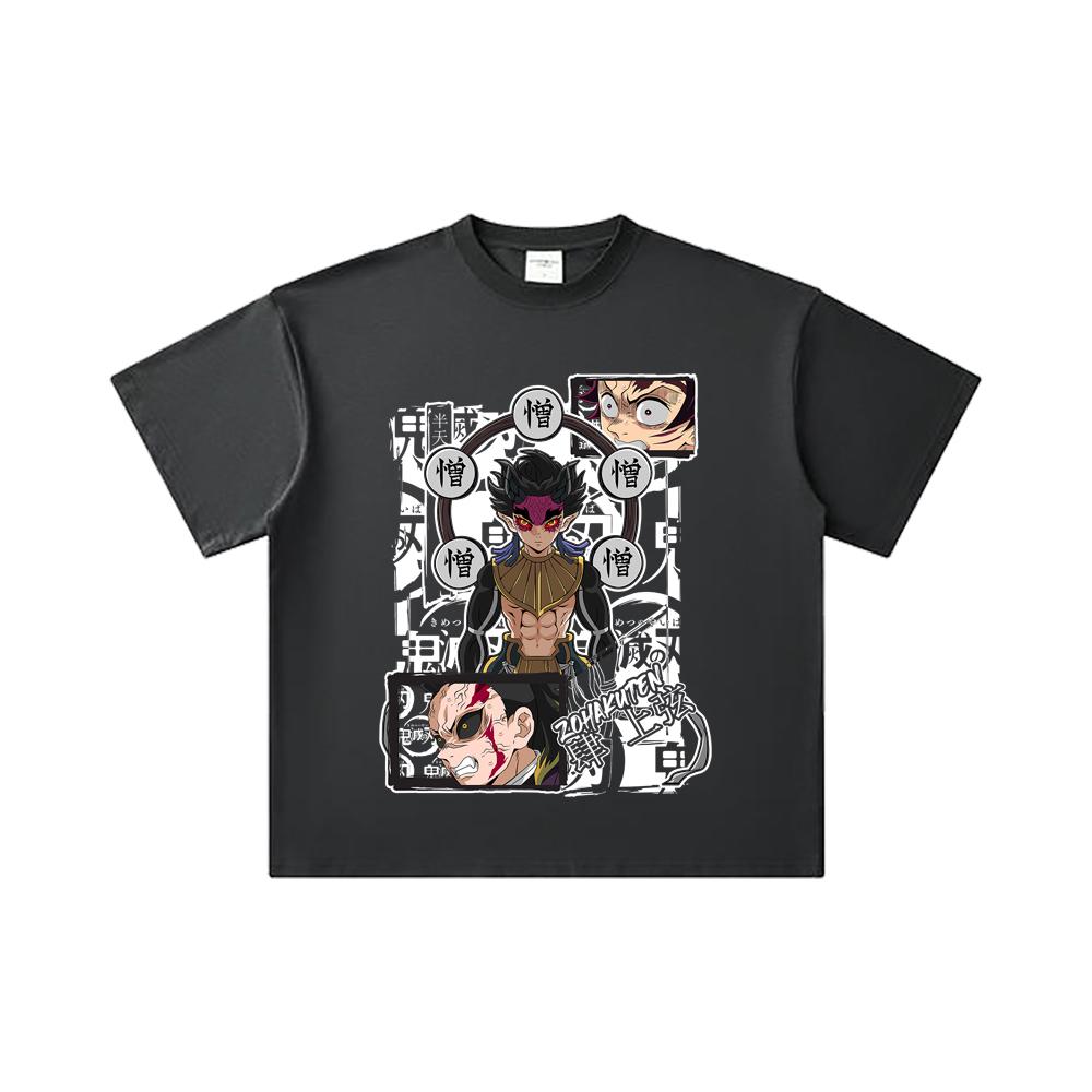 260 GSM Double Yarn 32 Count 100% Cotton Demon Slayer V106 Zohakuten Print Unisex Heavy Cotton T Shirt