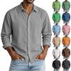Herren Farbe Lässig Locker Button-Down Kragen Falsche Tasche Langarmhemd