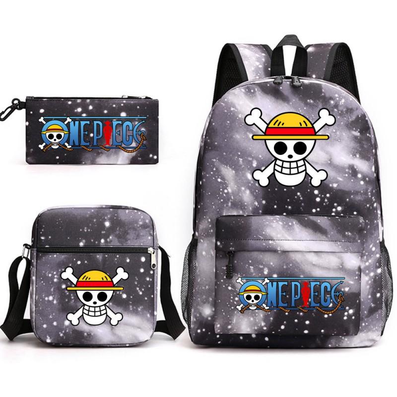 One Piece Anime Backpack Kids School Use Large Capacity Oxford Fabric Dual Shoulder Bag With Padded Straps