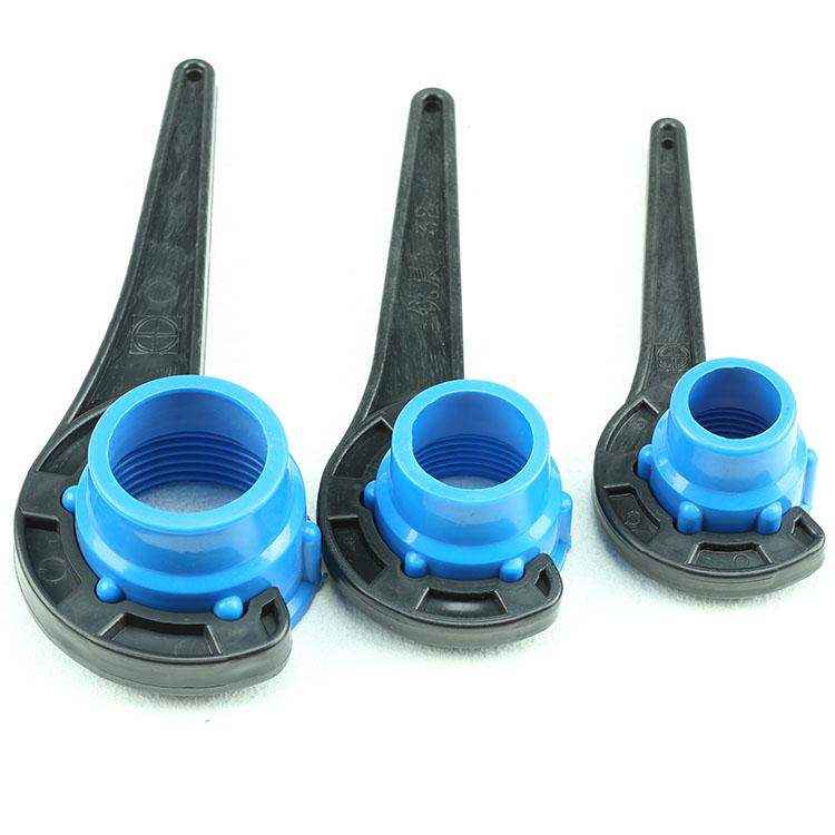 PE Quick Connect Pipe Fittings: Lock Nut Wrench, Tee, Straight, Elbow, Sizes 25-63