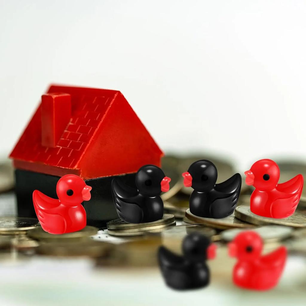 100/50ks Červené Černé Malí Kachňáci Mini Pryskyřičné Figurky Kachniček Pro Maturitní Večírek Hračky Akvarium Květináč Ozdoba Přívěsky Diy Řemeslná Dekorace