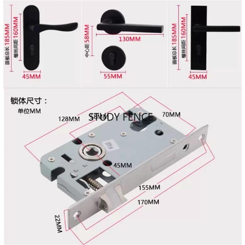 Universal Indoor Door Lock Set Household Aluminum Alloy Door Lock Set Including Key Room Lock Household Hardware Accessories