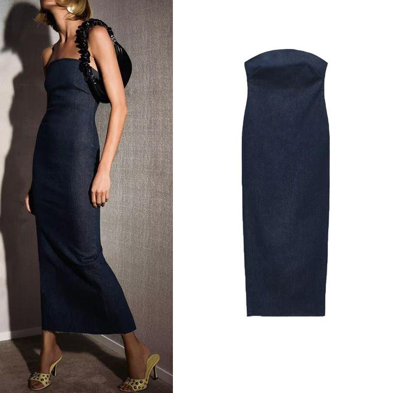 Spring New Arrival Tube Top off-Shoulder off-Shoulder Stylish Tight Dress Denim Dress 2553043