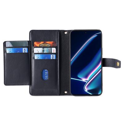 Do Realme 11 Pro+ 5G/11 Pro 5G Etui na telefon z kieszenią na zamek błyskawiczny, wiele slotów na karty, skórzana osłona z paskami