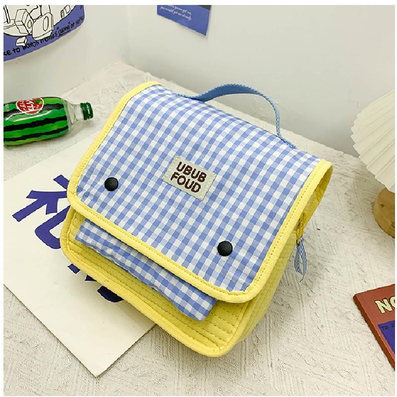 Pattern Simple Grid Letter Decoration Children Casual Backpacks For Daily Use