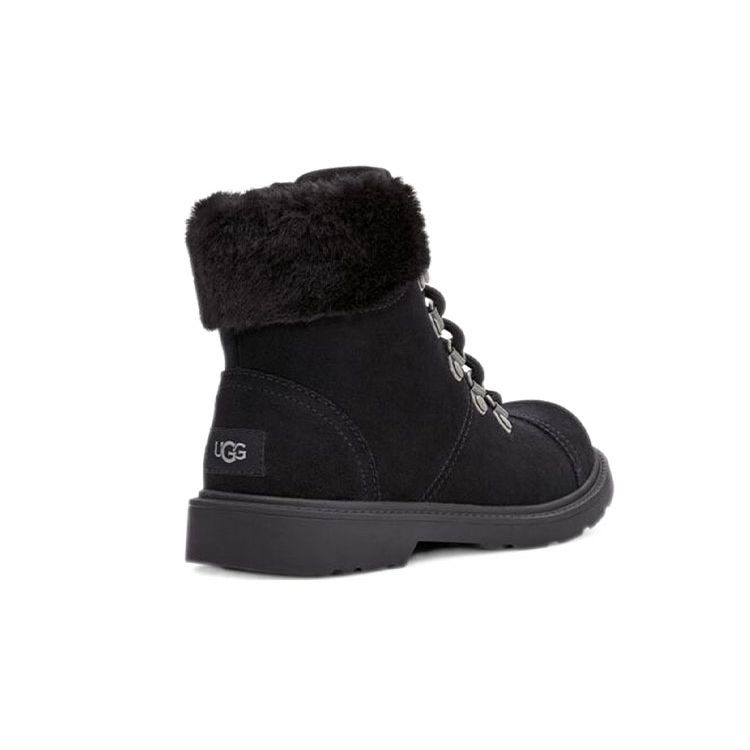 UGG Kids Azell Hiker Weather Black Waterproof Leather Ankle Boots 1123622K-BLKS