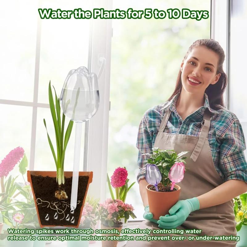 Plant Watering Globes Planter Insert Spikes Devices Large Flower Shape Automatic Plastic Self Drip Indoor Outdoor Tool