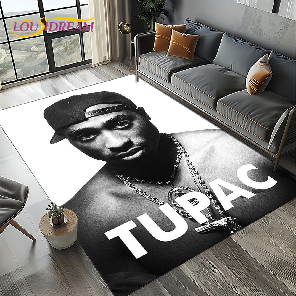 Rapper Eminem Tupac 2pac Hip-Hop Rap God Carpet Rug for Living Room Bedroom Home Sofa Decoration,Area Rug Non-slip Floor Mat
