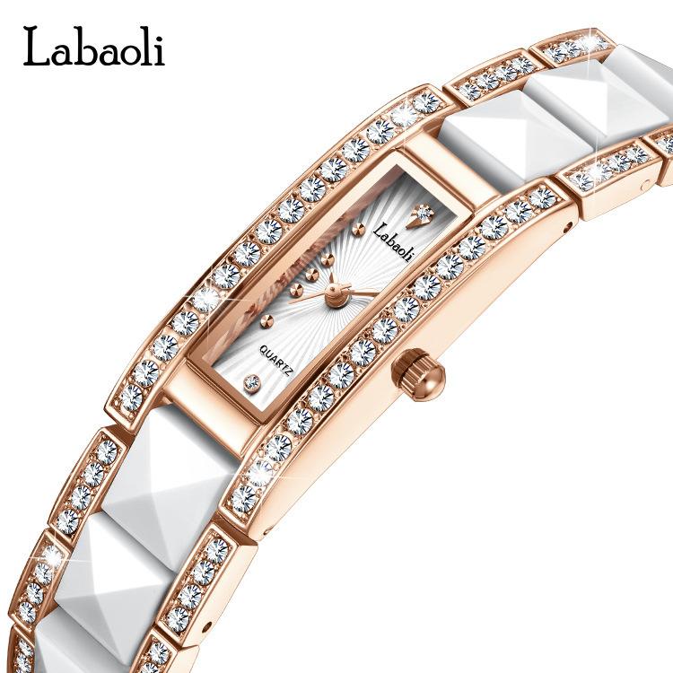 La Baoli Women'S Watch With Diamonds Women'S Watch Femininity Fashion Ceramic Small Square Watch
