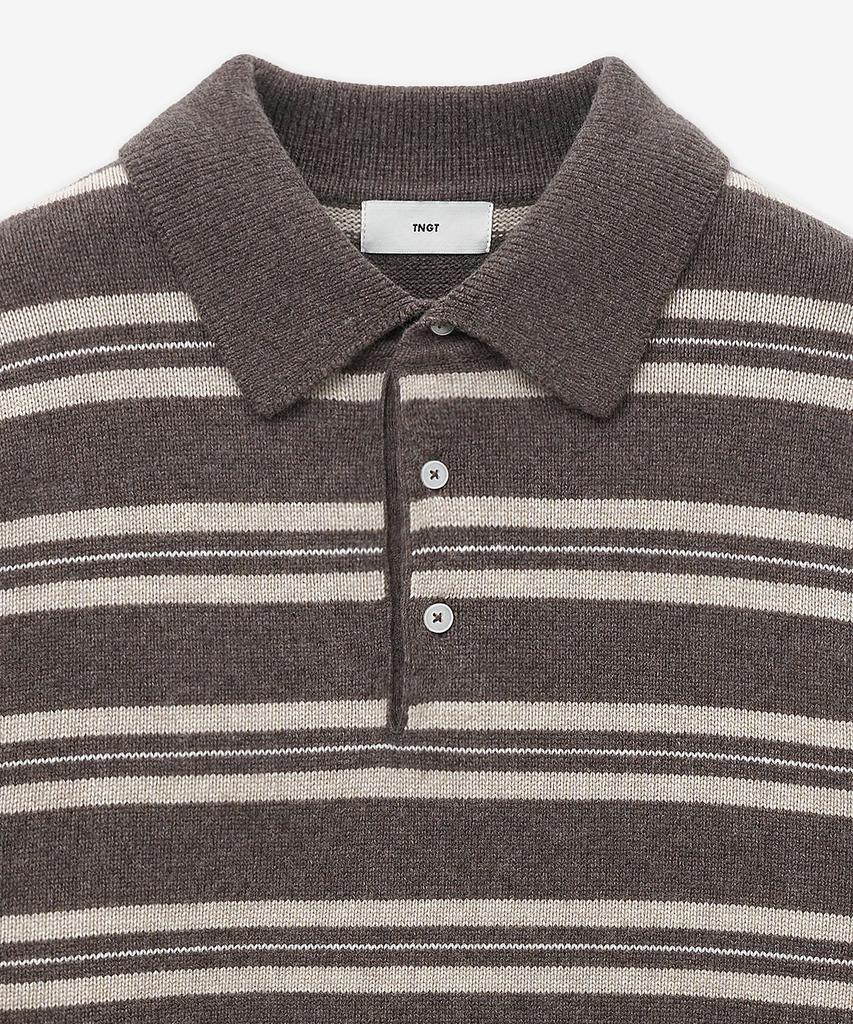 Tienjiti Oversized Stripe Polo Knit Top (Brown) Tnsw5F112W2