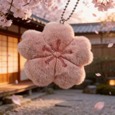 Soft Sakura Plush Keychain Cherry Blossom Bag Pendant Backpack Decor Charm Kawaii Healing Gift For Girlfriend Women Birthday