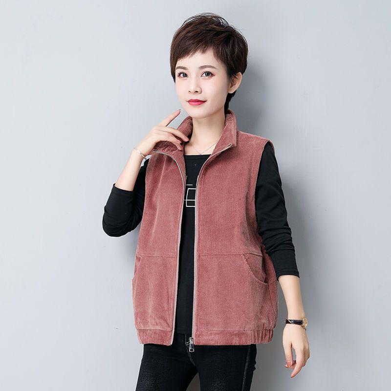 Plus Size Corduroy Vest Jacket for Women, Casual Outerwear