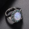 European and American Fashion Rhinestone Blue Oval Opal Ring