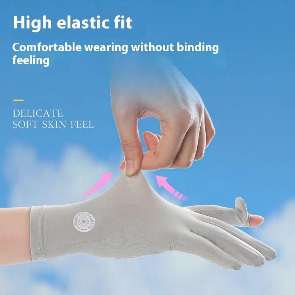 1 Pair Ice Silk  Ice Silk Gloves Elastic Cycling Driving Gloves  Women Girls