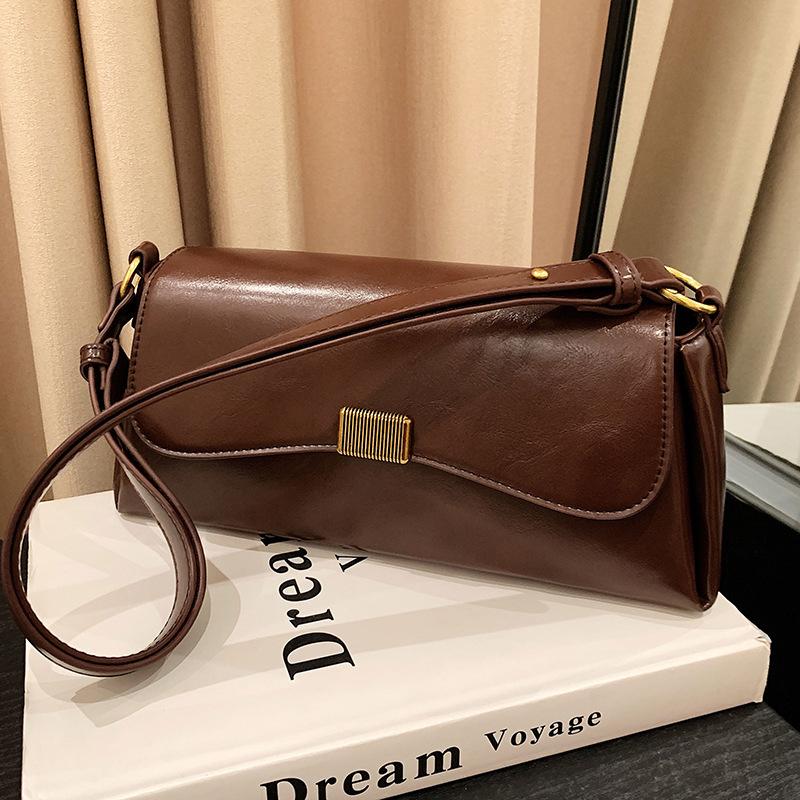 Women's Large Capacity Single Shoulder Bag Trendy Fashion Solid Color Crossbody Bag Autumn Winter New Style PU Underarm Bag