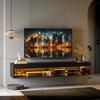 Wall-Mounted TV Cabinet up to 75" with 16-Colour LED Lights and Remote Control, 180x40x30cm, Black