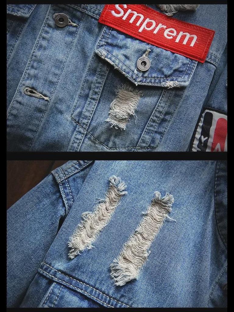 Men's Trendy Embroidered Denim Jacket - European/American Street Style Retro Loose-Fit Versatile Coat