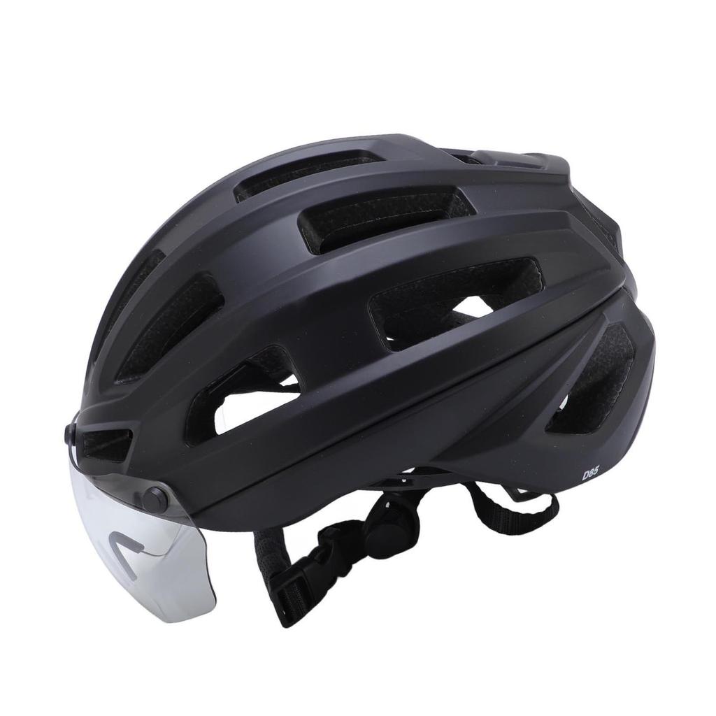 Bike Helmet with Magnetic Photochromic Goggles PC EPS Windproof Impact Proof Lightweight Breathable Cycling Helmet for Men Women Matte Black