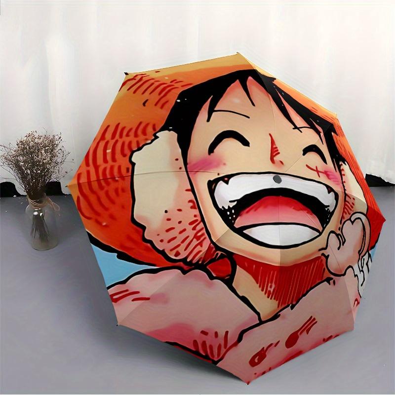 Luffy, Laughing Automatic Folding Umbrella with Sturdy Iron Frame, Portable Compact Travel Umbrella All-Season Use Parties010