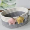 Handmade Woven Cotton Storage Basket Sharpless Cotton Rope Environmentally Friendly Desktop Organizer Star Pattern Soft Texture